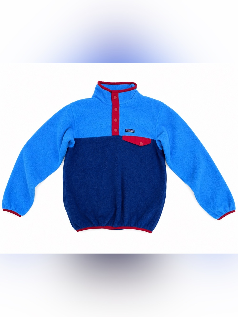 Patagonia Kids Synchilla Fleece Pullover Size L (12) Blue Snap-T Sweatshirt Top